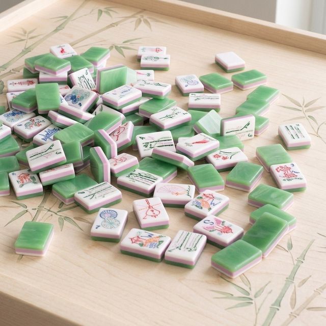 Green marbled 160-piece acrylic American mahjong set