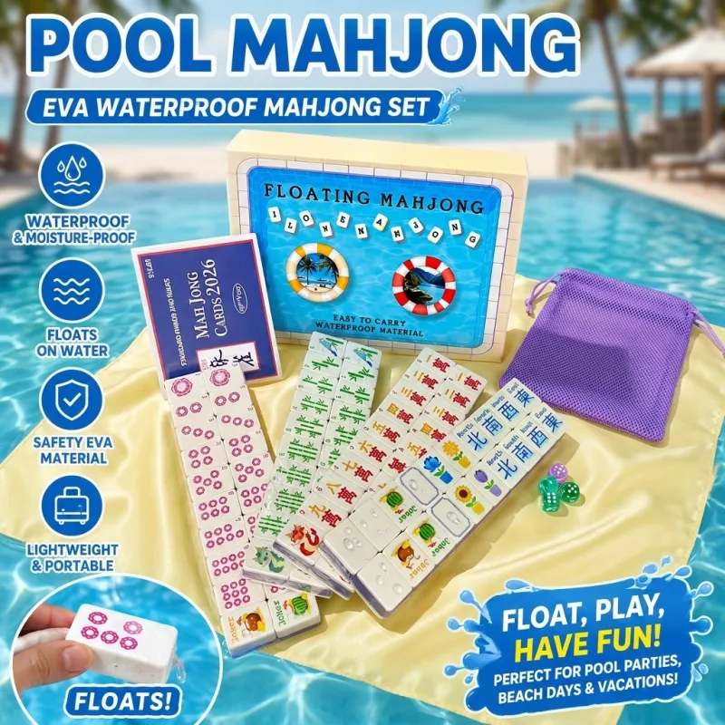 Floating EVA American Mahjong Set – lightweight textured UV-printed tiles by Warmcove