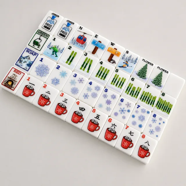 Melamine American mahjong tiles - compression-molded with engraved and paint-filled decoration